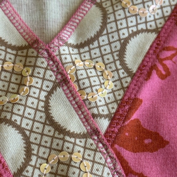 Sigrid Olsen | 90’s Y2K Floral V-Neck Cotton Top with Sequins - Picture 4 of 10